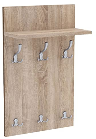 AKKE Garderobenpaneel Wandgarderobe Mit Ablage Wandpaneel Garderobe PVC Medi 70x40 cm ALUMINIUM | SONOMA