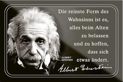 schilderkreis24 – Lustiger Albert Einstein Spruch Zitat “Die reinste Form Wahnsinn..“ Magnet Deko Kühlschrankmagnet Küche Geschenkidee Geburtstag Weihnachten 9x6 cm