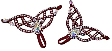 Zyxdk Benutzerdefinierte Kinder Eislaufen Handschuhe Ornamente Klassisches Eiskunstlauf-Rock-Accessoire Mehrfarbiger Vintage-Kristall (Color : Burgundy, Size : S)