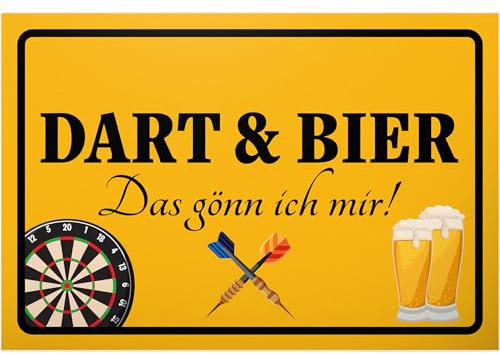 Tack! Dart & öl – 30 x 20 cm skylt – present dartspelarfest roligt ordspråk för honom JGA män – alkohol födelsedagsdekoration födelsedagspresent presentidé festdekoration dartfans