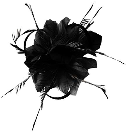 Damen Fascinator Hut Kopfschmuck Hochzeit Hüte Hat Clips Schleier Stirnband Mesh Tea Party Kopfbedeckung Frauen Pillbox Hut Haarschmuck für Kirche Halloween Cocktail Club Schwarz