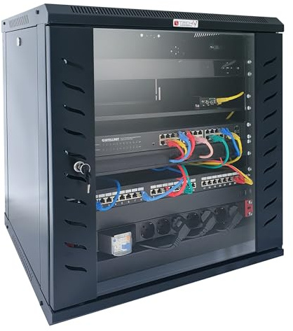 Techly Professional 367355 Armadio Rack 19 a Muro 9 unità P.450 mm Flat Pack Nero Nero