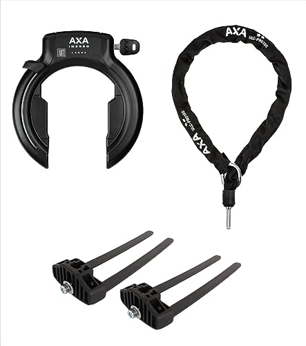 Axa Rahmenschloss Imenso Large 75mm abziehbar/nicht abziebar + Kette wählbar + MSZweirad Befestigungsmaterial (Schloss (Schlüssel abziehbar), Kette ULC Pro 100/8,5)