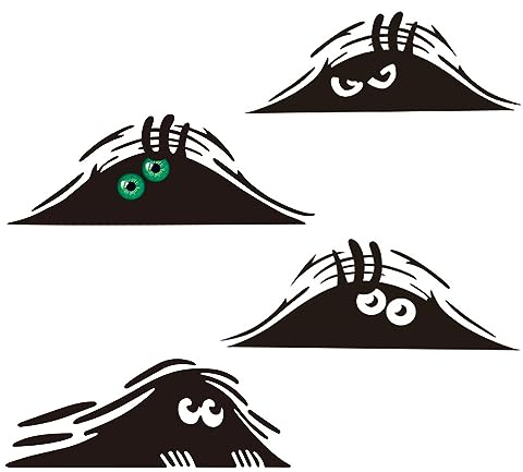 MsTeco 4 Stück Autoaufkleber Lustig, Peeking Eyes Monster Aufkleber Funny Cartoon Auto Aufkleber Vinyl Sticker für Auto, Badezimmer, Wohnzimmer