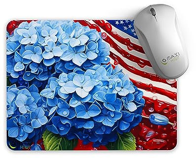 MAXIKIWI - Mouse Pad, Anti-Slip Rubber Base, Ultra Smooth, Durable Material, Modern Design, Vivid Colors, Waterproof - 3D Blue hydrangeas flower - 22x18CM