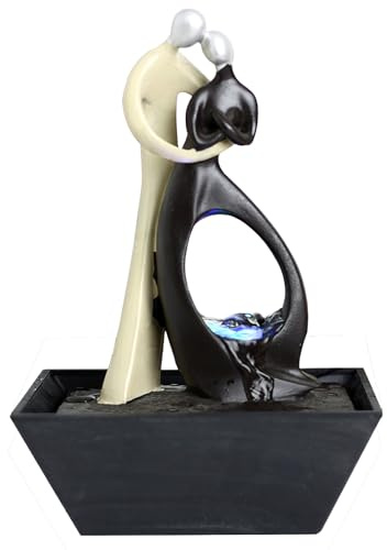 Tuzsocr Moderner Zimmerbrunnen, Skulptur für Liebhaber, abnehmbar, Tischbrunnen mit farbigem LED-Licht, Innendekoration, Zen und elegant, leise, Geschenkidee für besondere Anlässe, für Büro,