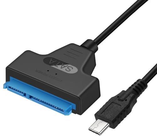 NTQinParts USB 3.1 Type C to SATA III HDD SSD 2.5 Hard Drive Adapter Cable 22-Pin UASP for Samsung 870 EVO SATA III SSD 2.5” Internal Solid State Drive 250GB 500GB 1TB 2TB 4TB