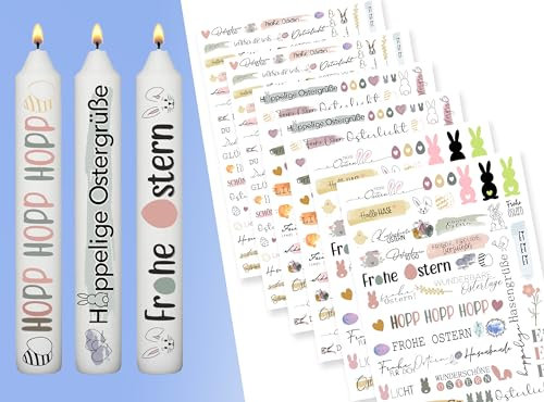 Sugeru® 6 X DIN A5 kerzenfolie(200+Muster), Kerzentattoo Wassertransferdruck | Wasserschiebefolie kerzen dekorieren| kerzenaufkleber sticker | Lieblings Person,Valentinstag (OsternⅠ)