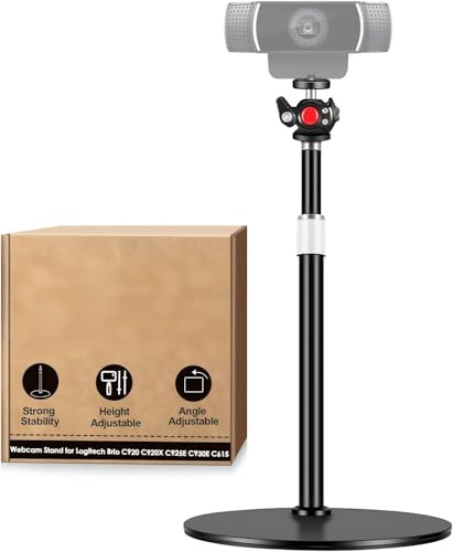 Nycetek Webcam Stand for Desk with Heavy Duty Metal Base for Logitech Webcam Brio 4K C920 C920X C920S C922 C922X C925E C930E C930 C615, GoPro Hero 8/7/6/5and Other Devices with 1/4 Thread