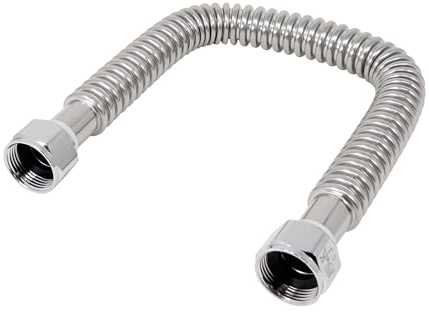 PLB86551800 Tuyau de chauffe-eau EVERTECHPRO 3/4 FIP x 3/4 FIP, 45,7 cm de long, tuyau d'adoucisseur d'eau, design ondulé, connecteur de tuyau d'eau flexible et durable, ajustement universel,