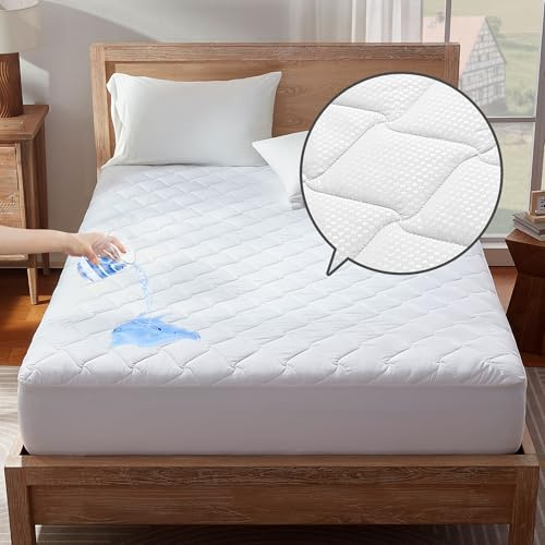 Sonive Matratzenschoner 140x200cm Wasserdicht, Dünner Matratzenschutz | 38 Tiefen Taschen Öko-TEX Zertifiziert, Atmungsaktiv & Waschbar, Matratzenbezug für Boxspringbett, Wohnwagen & Schlafsofa Wei