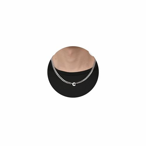 RWQIAN Buchstaben Kette Herren Kubanische Kette mit Buchstaben Anhänger Haskette Silber Initialen Letter A-Z Anhänger Schmuck Geschenke für Männer