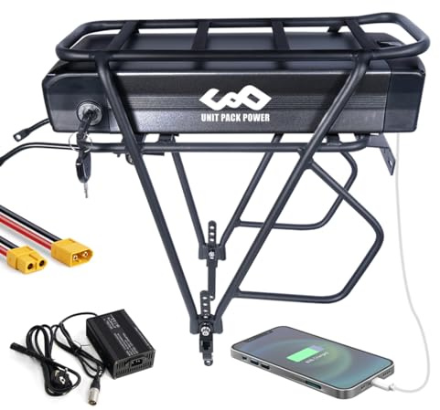 UPP 36V/48V/72V 27Ah Gepäckträger-E-Bike-Akku passend für 250W 500W 1000W 2000W 3000W E-Bike-Umbausatz Ba-fang Kit(mit Gepäckträger/EU-Ladegerät)