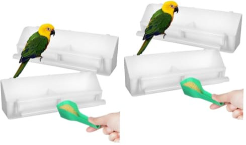 HANABASS 2sätze Vogelkäfig Futterspender Mit Wasser Und Futternapf Zwei Kammern Für Gleichzeitige Fütterung Stabiler Und Einfache Für Kleine Und Mittlere Vögel