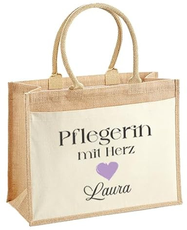 LIEBTASTISCH Jutetasche Shopper personalisiert bedruckt mit verschiedenen Berufen - Einkaufstasche stilvoll & praktisch-Jute-Tasch Jutetasche