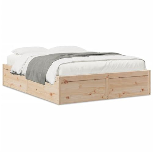 Juroupi Massivholzbett ohne Matratze 140x190 cm Holz Bett Massivholzbett Bed Frame Bettgestell Bett Holz Kiefernholz - 3282381