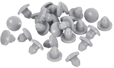 sourcing map 28Pcs Silicone Plugs, Rubber Round Snap in Locking Hole Plugs for 3.5-4mm Hole, Hole Stoppers Waterproof Hole Plug for Metal Tube, Furniture End Caps Inserts, Grey
