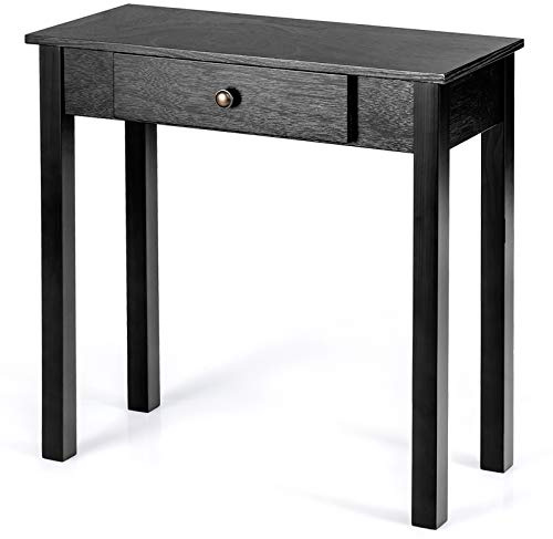 DREAMADE Konsolentisch Holz, 71 x 30 x 71 cm, Schmaler Flurtisch mit Schublade, Beistelltisch für Eingangsbereich, Flur, Wohnzimmer & Schlafzimmer (Schwarz)