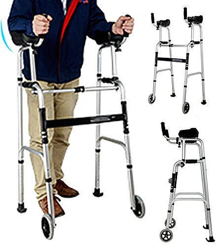 Andadores para Personas Mayores con Ruedas, ayudas para andadores de Movilidad Plegables y livianas para Personas Mayores/Ancianos/discapacitados Que Caminan, Carga de Andador Vertical de 150 kg,