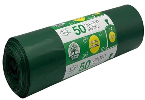 TidyZ 50 extra starke Gartensäcke, 50 l, aus 100 % recyceltem Kunststoff