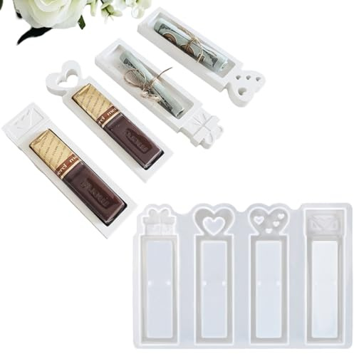 Silikonformen Gießformen Geschenkbox, 4 Stück Silikonform Ostern Geldgeschenk, DIY Gipsformen Mit Rillen, Pralinenschachtel Gießformen Silikon Ostern Frühling Weihnachten für Geldgeschenke