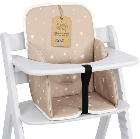 Stolsinsats Matstol Baby Seat Reducer - Universell Stolsdyna Hauck Stokke Högstol Överdrag Babystol Kudde Matplatsstol Sittdyna Beige med vita stjärnor