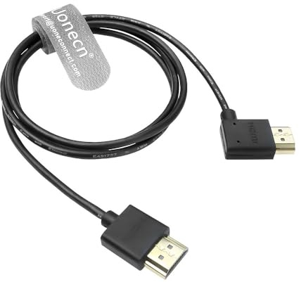 Uonecn 8K HDMI 2.1 Kabel High Speed 48Gbps 8K@60Hz 4K@120Hz HDMI Kabel für Atomos Ninja V, Z CAM E2, Sony FS5 / FS7 / A7S3, Canon C300, Panasonic GH5S, 1M, Gerade auf Links gewinkelt