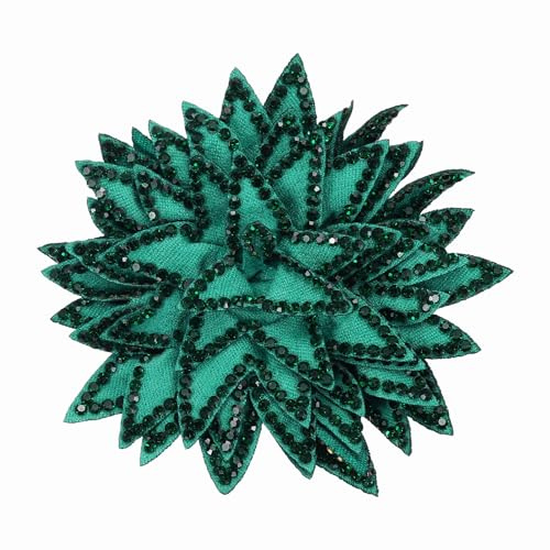 PATIKIL Spilla A Forma Di Fiore Per Donne, Spilla Elegante In Fiore Di Rosa Con Strass Fiore Delicato In Tessuto Bottoniere Spille Da Occhiello Per Donne Festa Ballo Regalo, Verde