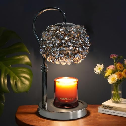 VXUNLIOR Luxury Candle Warmer Lamp with Timer & Dimmable Brightness, Crystal Gemstone Shade & Premium Base - Adjustable Wax Melt Warmer for Home Decor