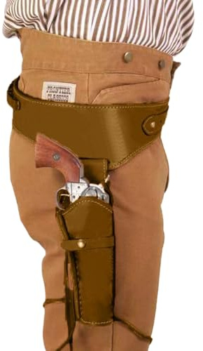 Cowboy-Waffengürtel, PU-Westerngürtel mit doppeltem Revolverhalter, Einheitsgröße, Westerngürtel für Herren, Steampunk-Kostüm für Halloween-Cosplay-Party (Dunkelbraun), Spielzeug-Revolver-Western