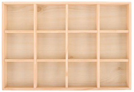 CALLARON Plateau À Bijoux En Bois Naturel À 12 Compartiments Avec Séparateurs Plateau De Rangement Pour Bagues Bracelets Et Colliers Organisateur De Bijoux Pour Commode Et Présentoir