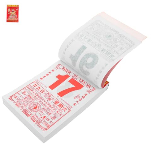 SHINEOFI Calendrier chinois à suspendre traditionnel Feng Shui - Planificateur annuel pour la maison, le bureau, les rituels quotidiens avec phases lunaires - Calendrier annuel polyvalent