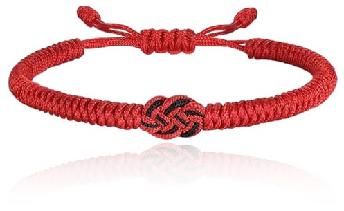 COONE bit tygarmband kvinnor män, vänskapsarmband lyckoarmband, rött handknuten armband tyg för vardagen, gåva (justerbar), 1PCS, Polyester, Ingen ädelsten