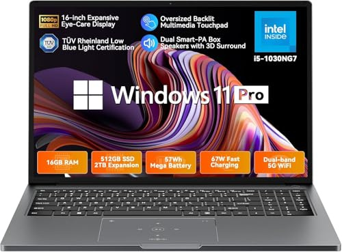Acebook 12 Win 11 Pro Laptop 16'' 1920 * 1200 Schermo, I5-1030NG7 portatile, 16GB 512GB + 2TB espansione, 5000mAh Tastiera retroilluminata HDMI 2xUSB 3.2