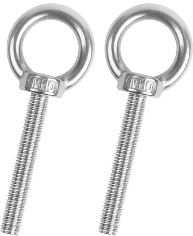 2 Stücke Juttzzei Ringschraube M10, M10 x 80MM /3.15 Ringschraube mit Gewinde, 304 Edelstahl Ösenschraube,Runde Ringbolzen Augenschrauben für Rolle des Befestigens und Hängens