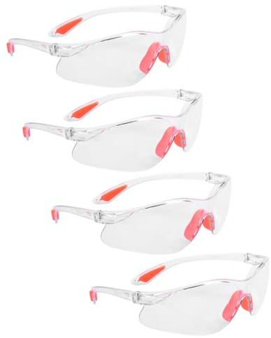 UPKOCH 4 piezas Gafas de Seguridad Claras de Protección Antiarañazos y Polvo para Construcción y Trabajos Unisex Ligeras y Cómodas