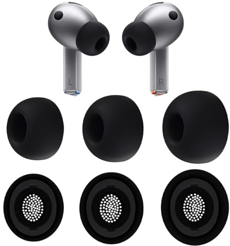 3 Pares Almohadillas Auriculares para Galaxy Buds Pro 3, Silicona Accesorios de repuesto, Compatible con Samsung Galaxy Buds Pro, 3 Tallas, Negro