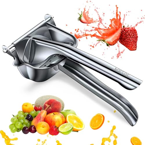 Exprimidor de mano de acero inoxidable, exprimidor manual resistente para limón, granada, naranja, herramienta de cocina (acero inoxidable)