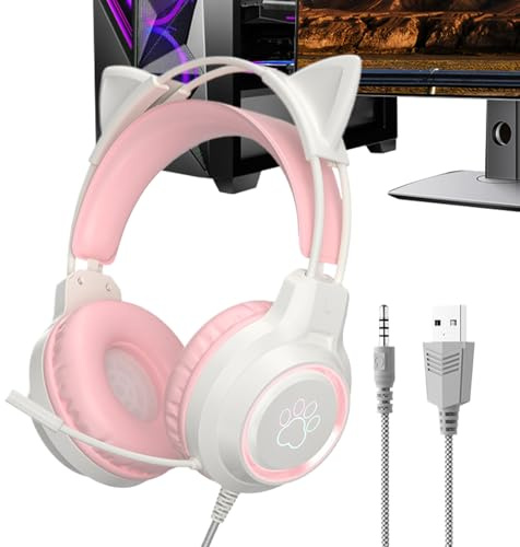 Casque filaire | Réduction du bruit avec lumière, casque de jeu filaire pour PC | Pour la maison, le dortoir, l'appartement, l'écoute de la musique, les appels téléphoniques, les études, les filles