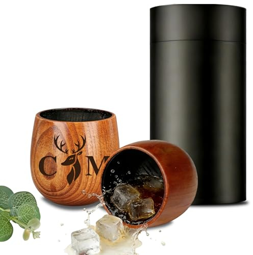 Personalisiertes Whiskyglas aus verkohltem Holz Personalisierte Whiskygläser für Männer Bourbon Trinkglas mit Gravur Maßanfertigung Geschenk für Männer Valentinstag für den Freund (Stil 2)