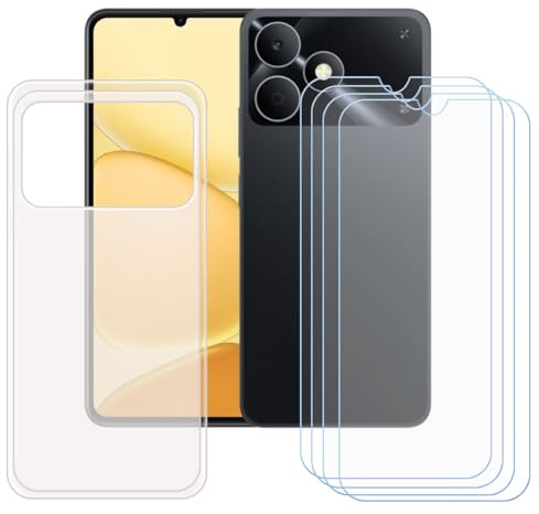 CongJiaLingXi Funda para Realme Note 80 (6.74) + Screen Protector, Translúcido Suave Silicona Caso + [4 Piezas] Cristal Templado Film Vidrio.