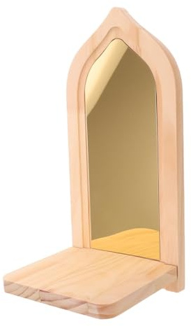 FRCOLOR Portavelas de Pared Arqueado de Madera con Acrílico Espejo Dorado