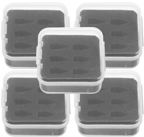 jojofuny 5pcs Plastic Stylus Tips Organizer Box with Sponge Lining, Portable Compact Storage Case for Pen Nibs, for Travel and Office Use