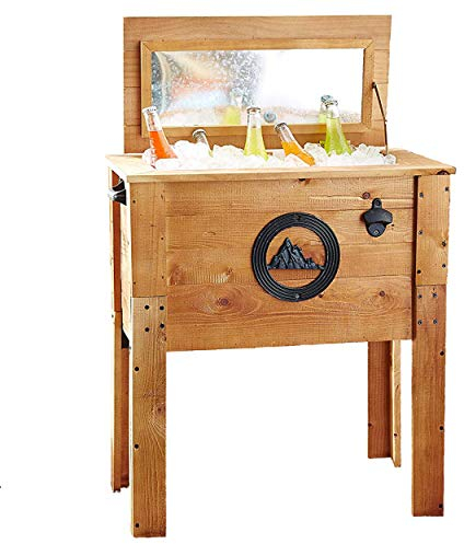 BACKYARD EXPRESSIONS PATIO · HOME · GARDEN Rustikaler Getränkekühler für den Außenbereich, für Terrasse, 45 l, rustikales Braun