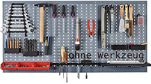 Küpper Lochplatten-Werkzeughalter Lochwand 1200 x 600 mm silber 3 tlg. Euro Lochung inkl. 12 Haken