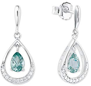 Amor Ohrhänger 925 Sterling Silber Damen Ohrschmuck, mit Zirkonia synth., 2,2 cm, Grün, Kommt in Schmuck Geschenk Box, 2023895