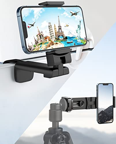 MiiKARE Upgraded Phone Stand Universal Mount Phone Holder 360 Degree Rotating Adjustable Phone Clamp Compatible with iPhone Android Phones Portable Phone Mount for Airplane Trays Desk Bed Cabinet