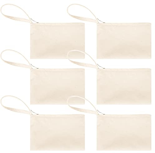 Aspire 6er-Pack Make-up-Taschen aus 100 % natürlichem Baumwoll-Canvas, Handgelenktasche 7 x 4 3/4 Zoll