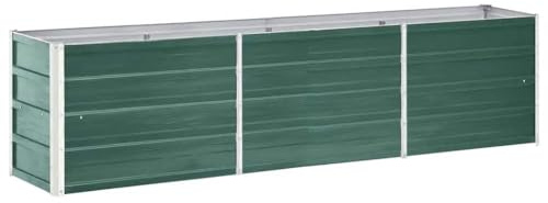 vidaXL Letto Rialzato per Giardino Fioriera Alta Fondo Aperto Cura Piante Fiori Orto Cassetta Vaso Giardinaggio in Acciaio Zincato 240x40x45 cm Verde