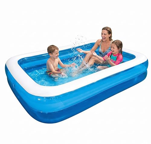 ADEPTNA Durable Large Rectangular Family Swimming Pool Garden Summer Inflatable Paddling Pool Perfect for Kids Family Adults (79)